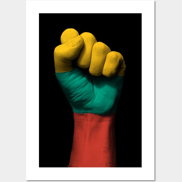 Flag of Lithuania on a Raised Clenched Fist Wall Art by jeffbartels